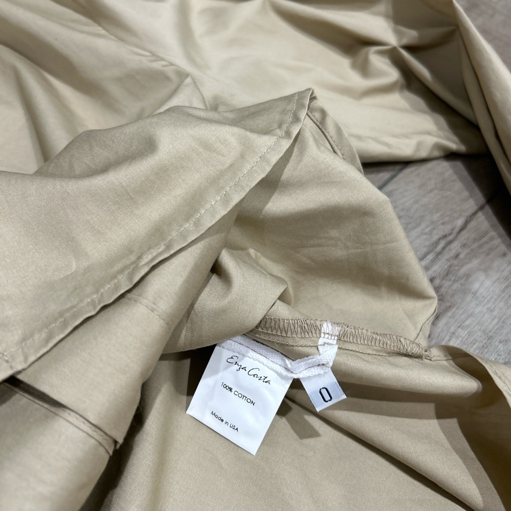 Enza Costa poplin long sleeve button up shirt in tan - Picture 6 of 9